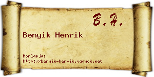 Benyik Henrik névjegykártya